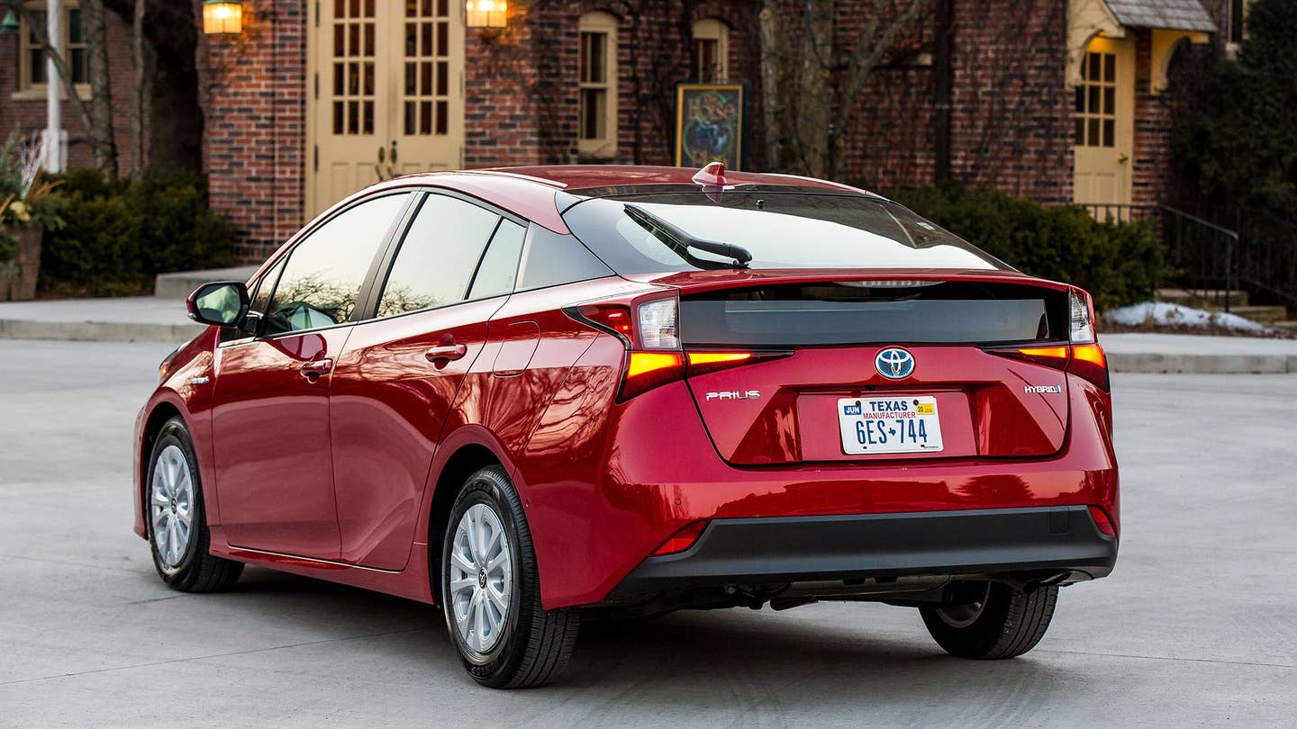 The rear of the 2020 Toyota Prius.