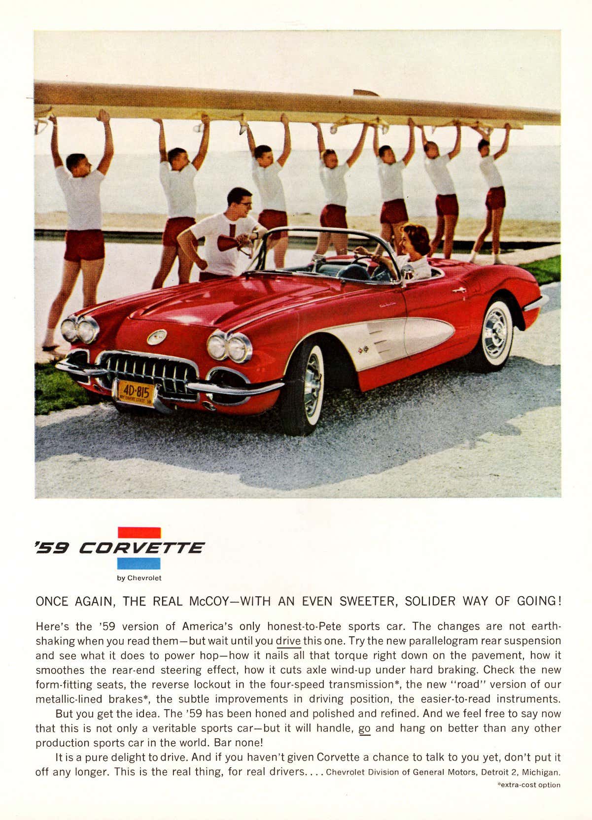 original GM AD '59 CORVETTE by CHEVROLET 1959 CONVERTIBLE PRECISION VETTE