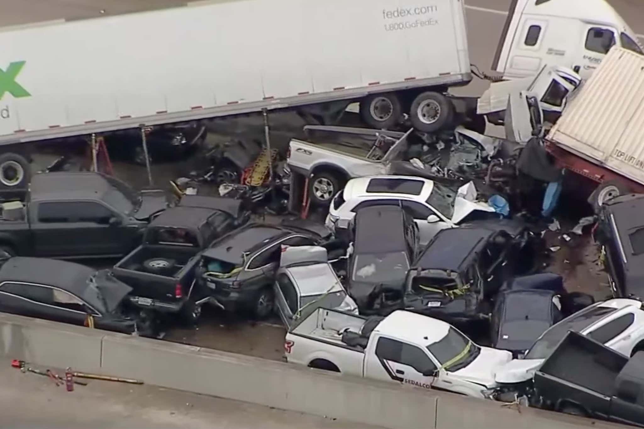 Horrifying Footage Shows 70-plus Vehicle Pile Up In Ft Worth That Killed At Least Five