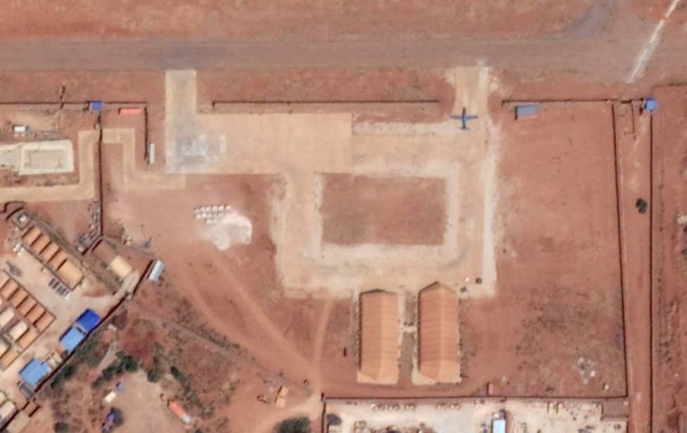 GOOGLE EARTH. A satellite image of Baledogle from 2017, showing what appears to be a US Air Force Special Operations Command U-28A light fixed-wing aircraft at the base.