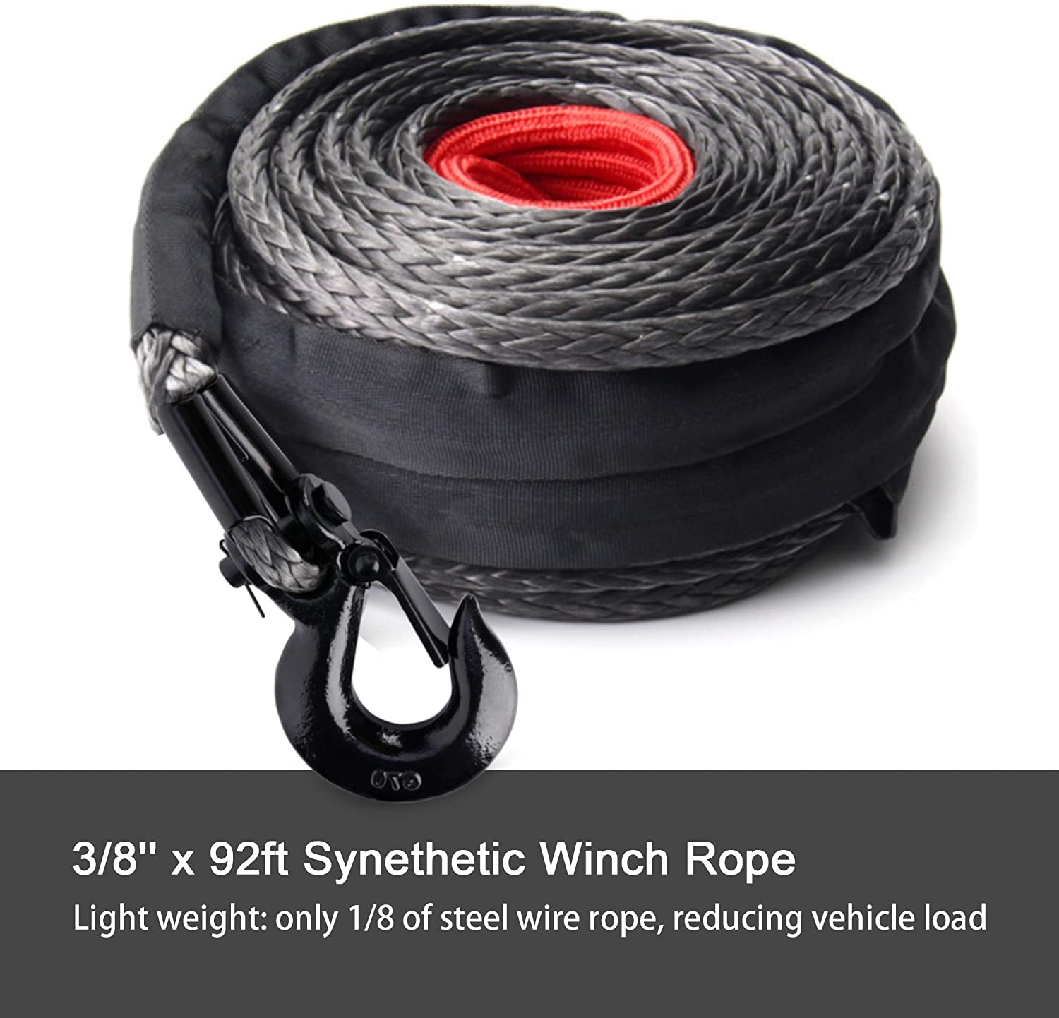1//4/"X 50Ft Synthetic Winch Rope Cable Lines Recovery 6000-10000LBS ATV W Guard