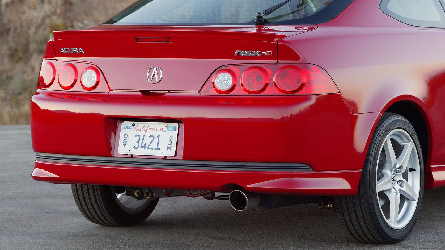 The rear quarter angle of a 2005-2006 Acura Type S.