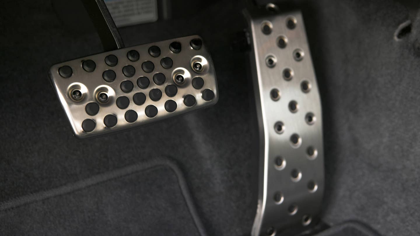 The metal pedals in a 2007-2008 Acura TL Type S. 