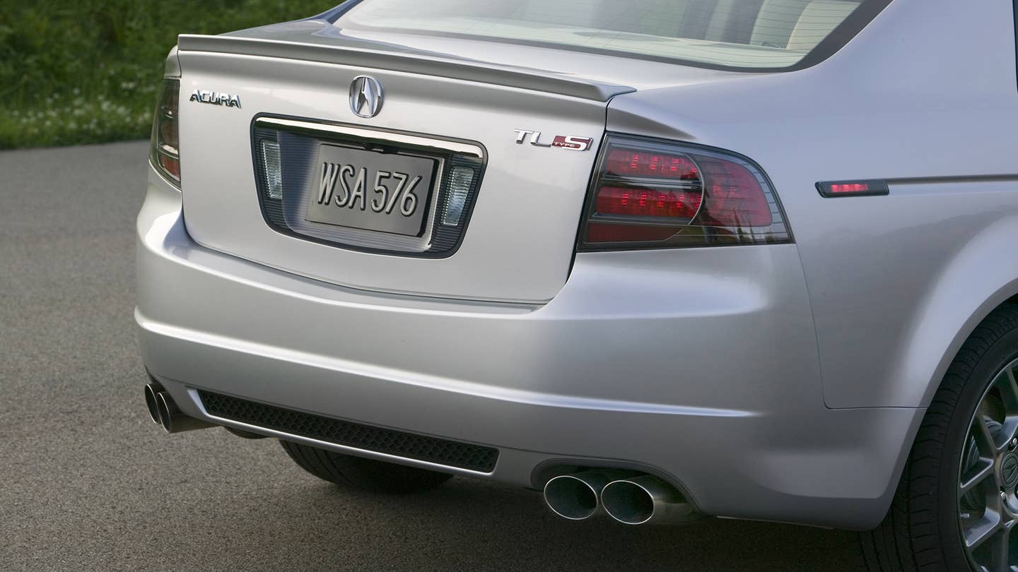 The rear quarter angle of the 2007-2008 TL Type S showing its badging.