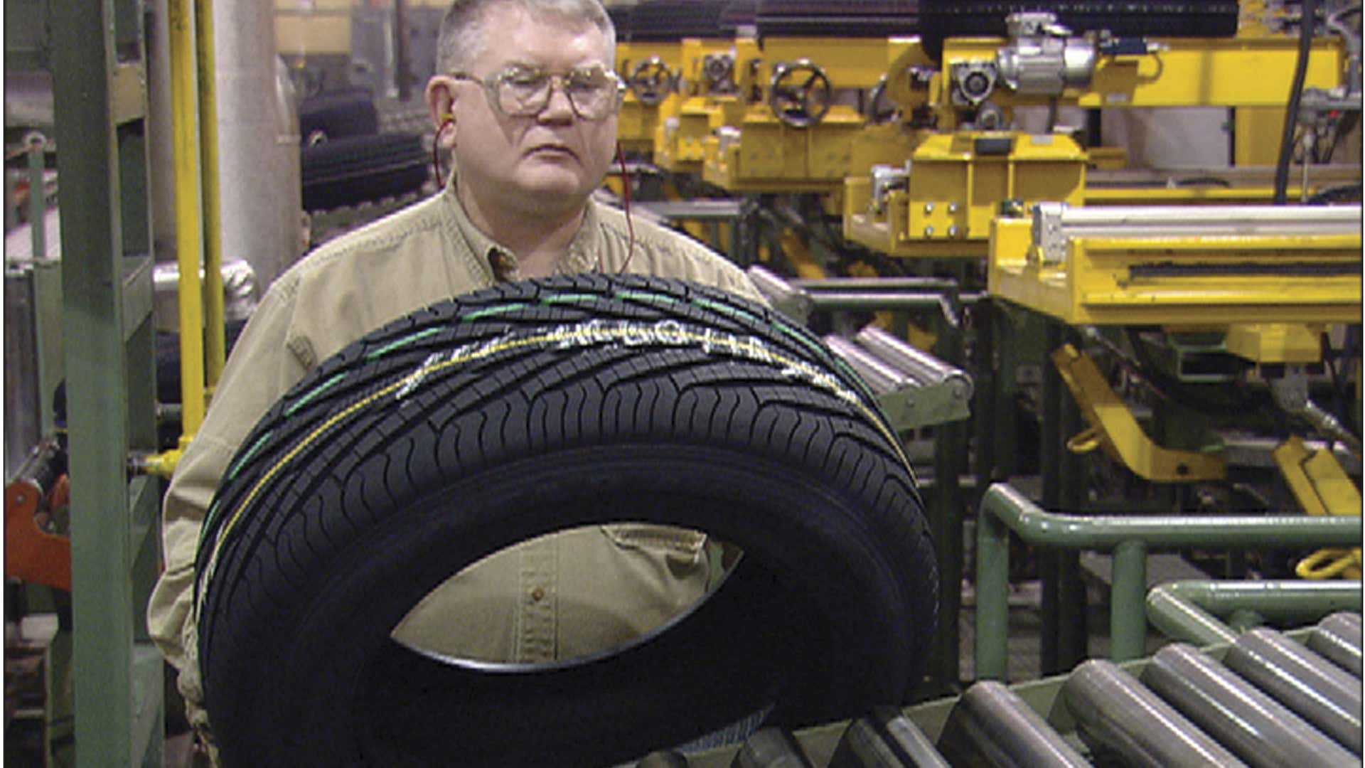 Tire manufacturing requires a human touch, despite high levels of automation.