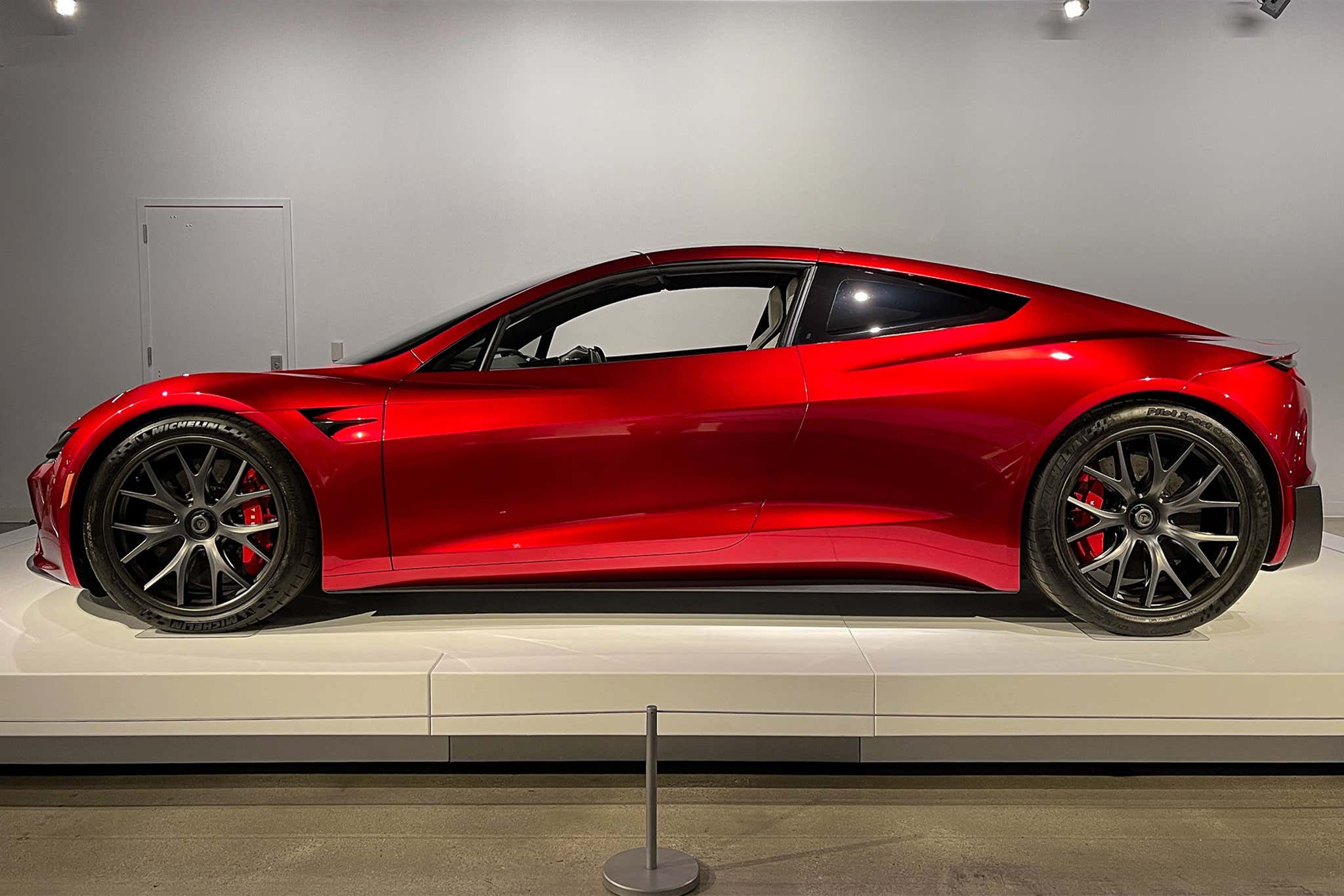 you can see a next gen tesla roadster prototype at the petersen automotive museum