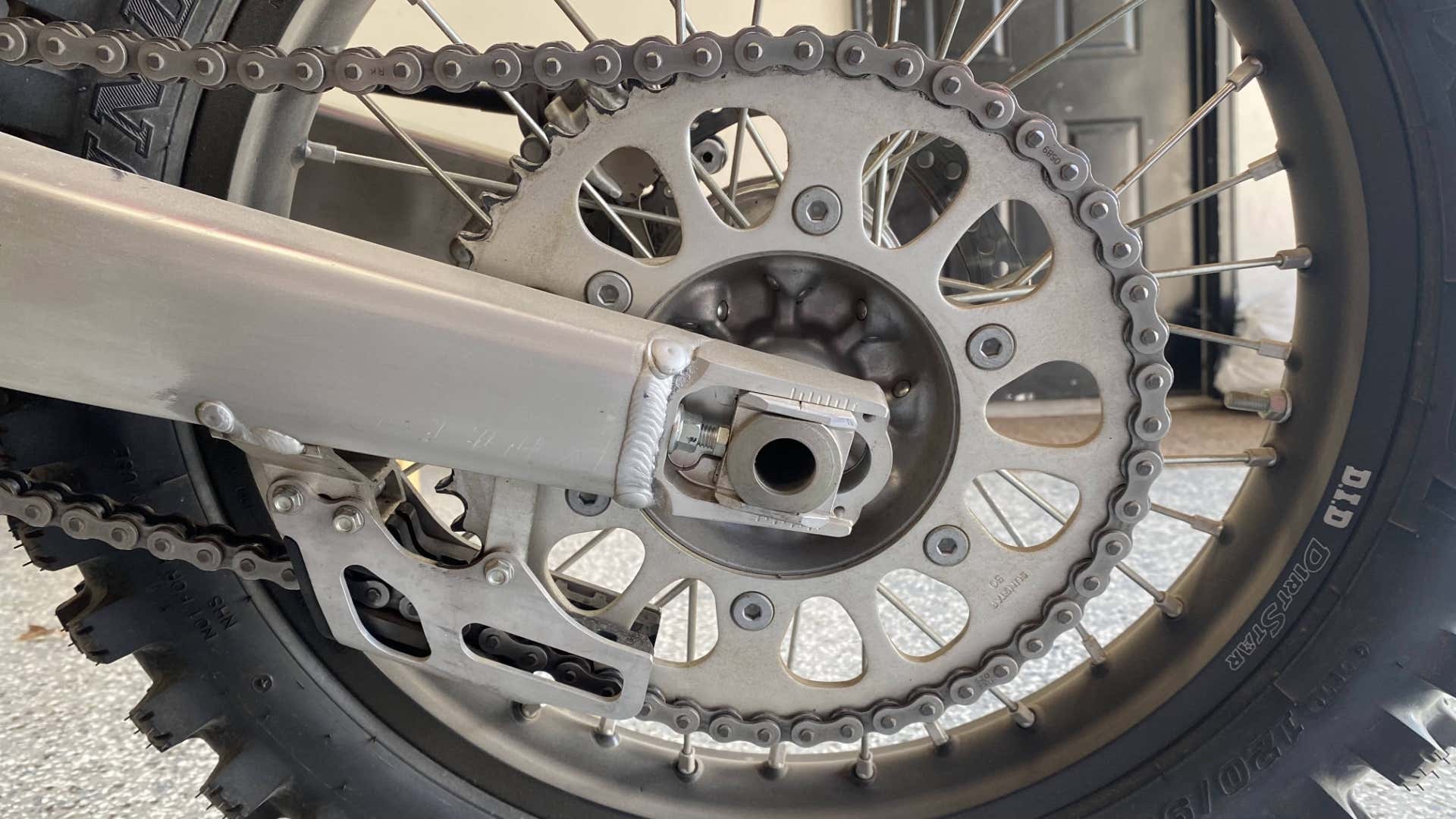 The rear sprocket of a CRF450RX. 