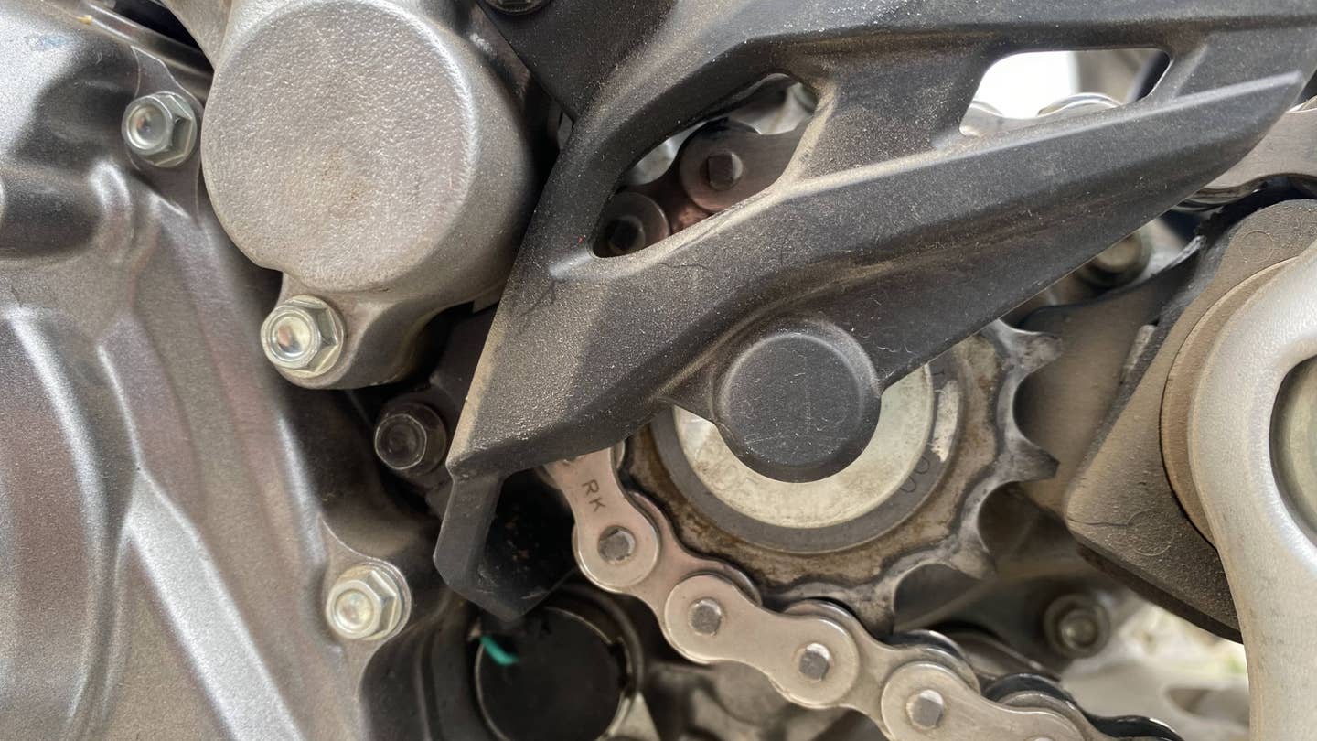 The countershaft sprocket of a CRF450RX.