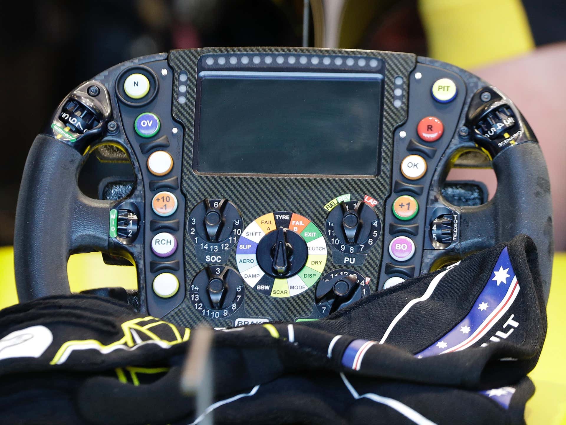 Renault's old F1 steering wheel.