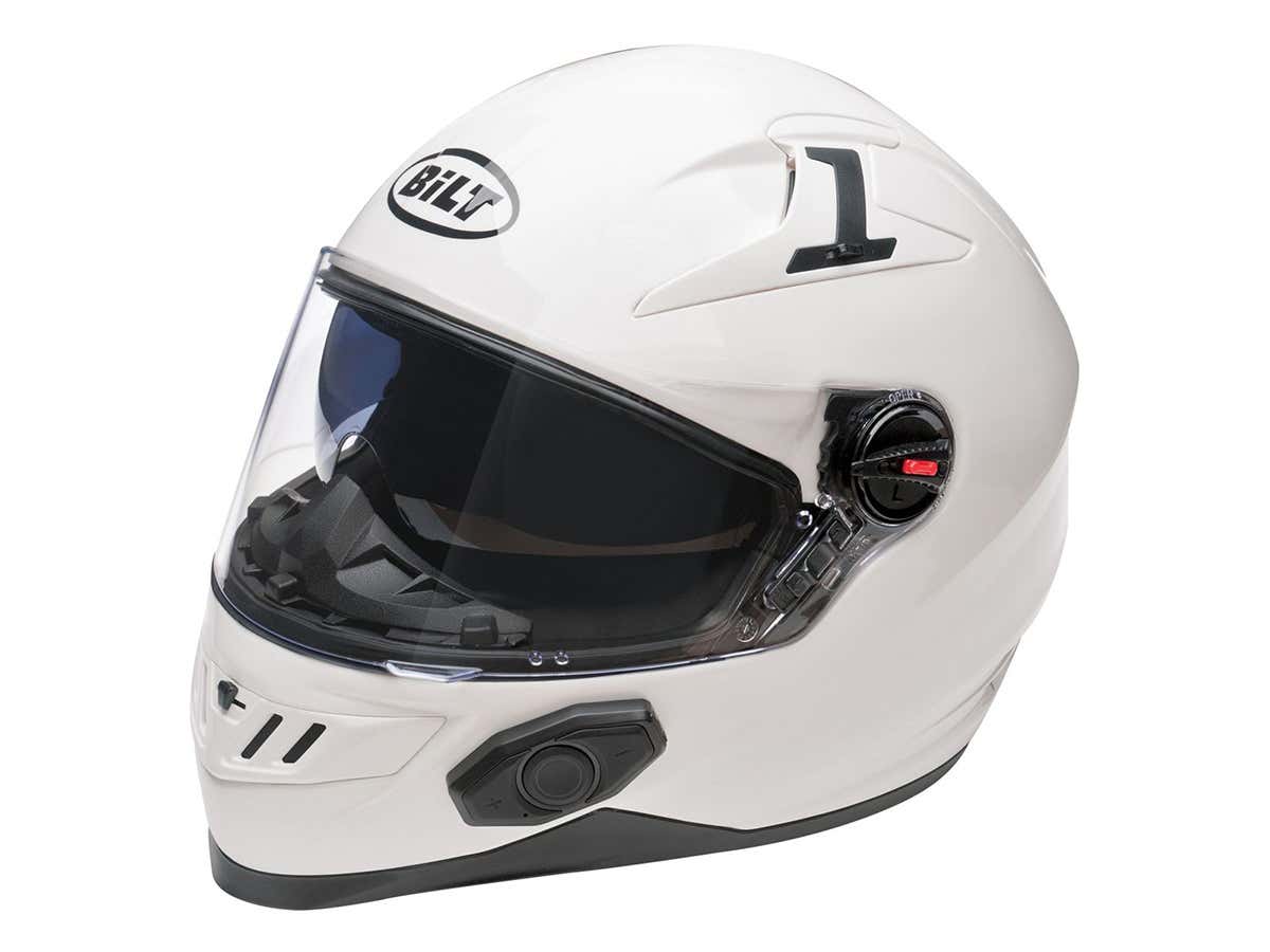 white motorcycle helmet built-in bluetooth
