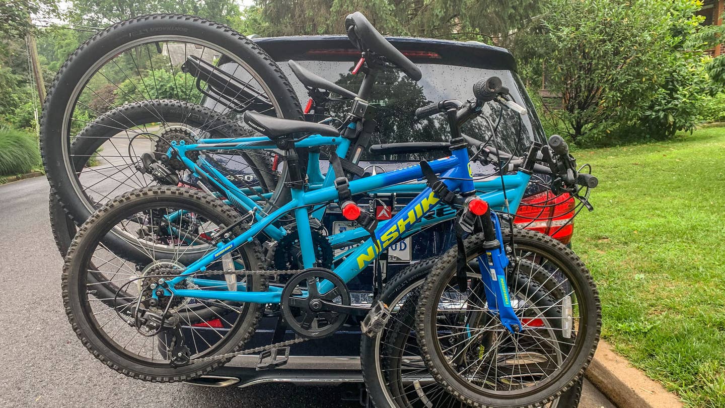 The Allen Sports bike rack full of bikes.