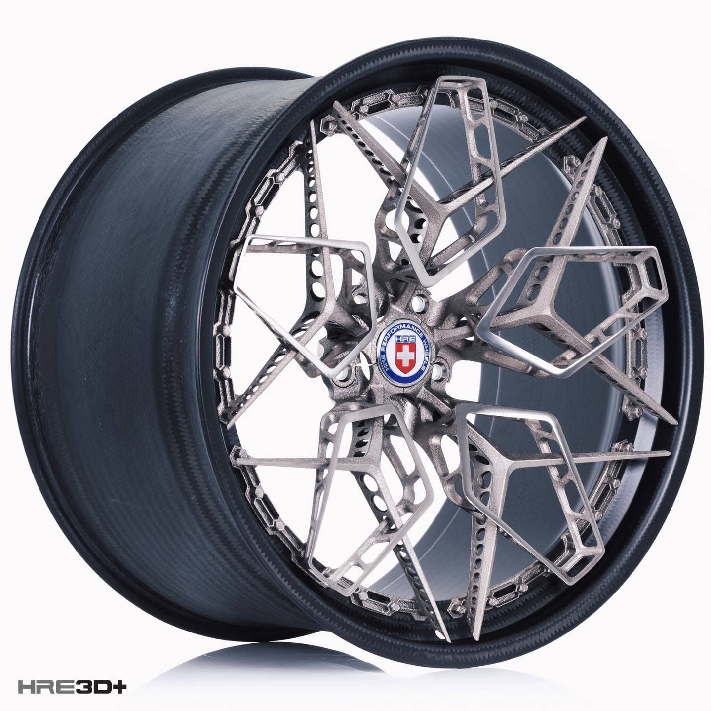 HRE's titanium wheel, which uses carbon fiber as the tub and 3D printing for the spokes.