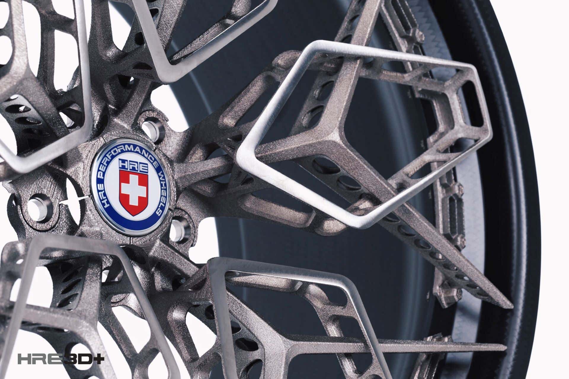 A closer look at HRE's intricate titanium wheel design.
