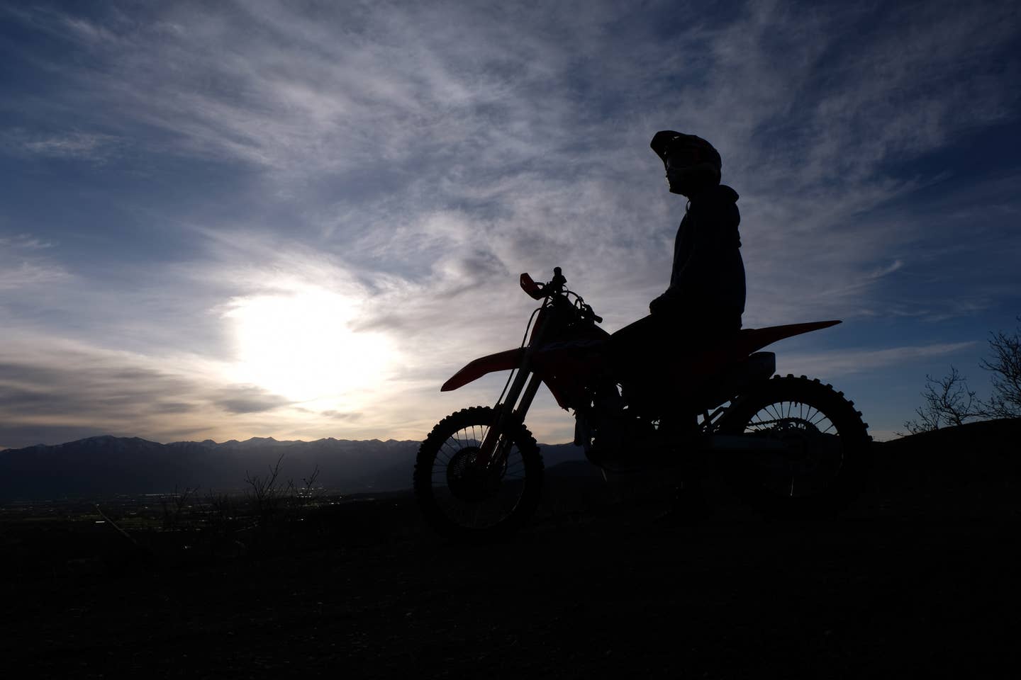 The author on the CRF450RX at dusk.