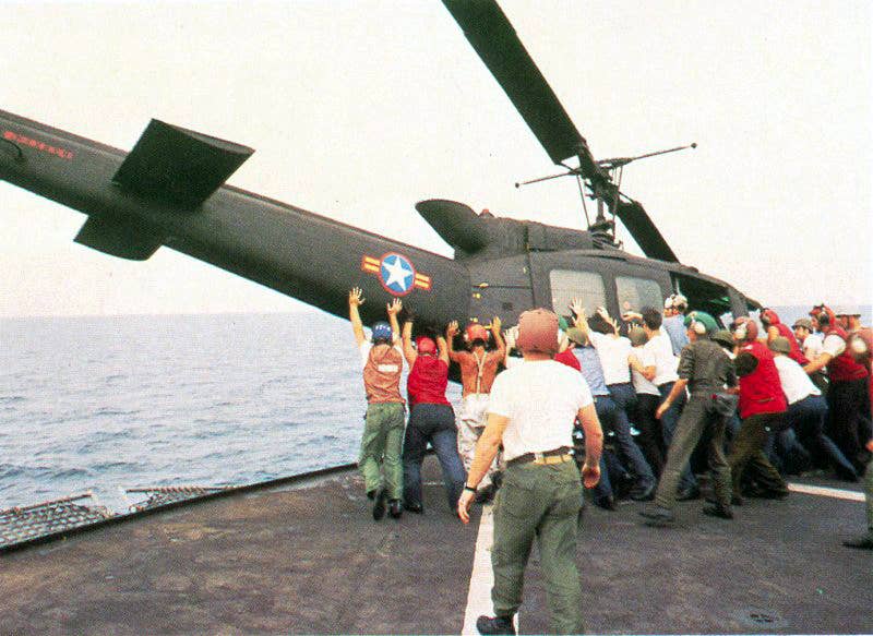 Vietnamese UH-1 Pushed Overboard During Operation Frequent Wind