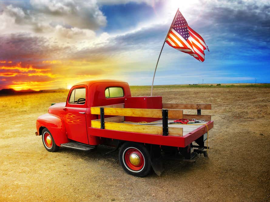 red truck american flag