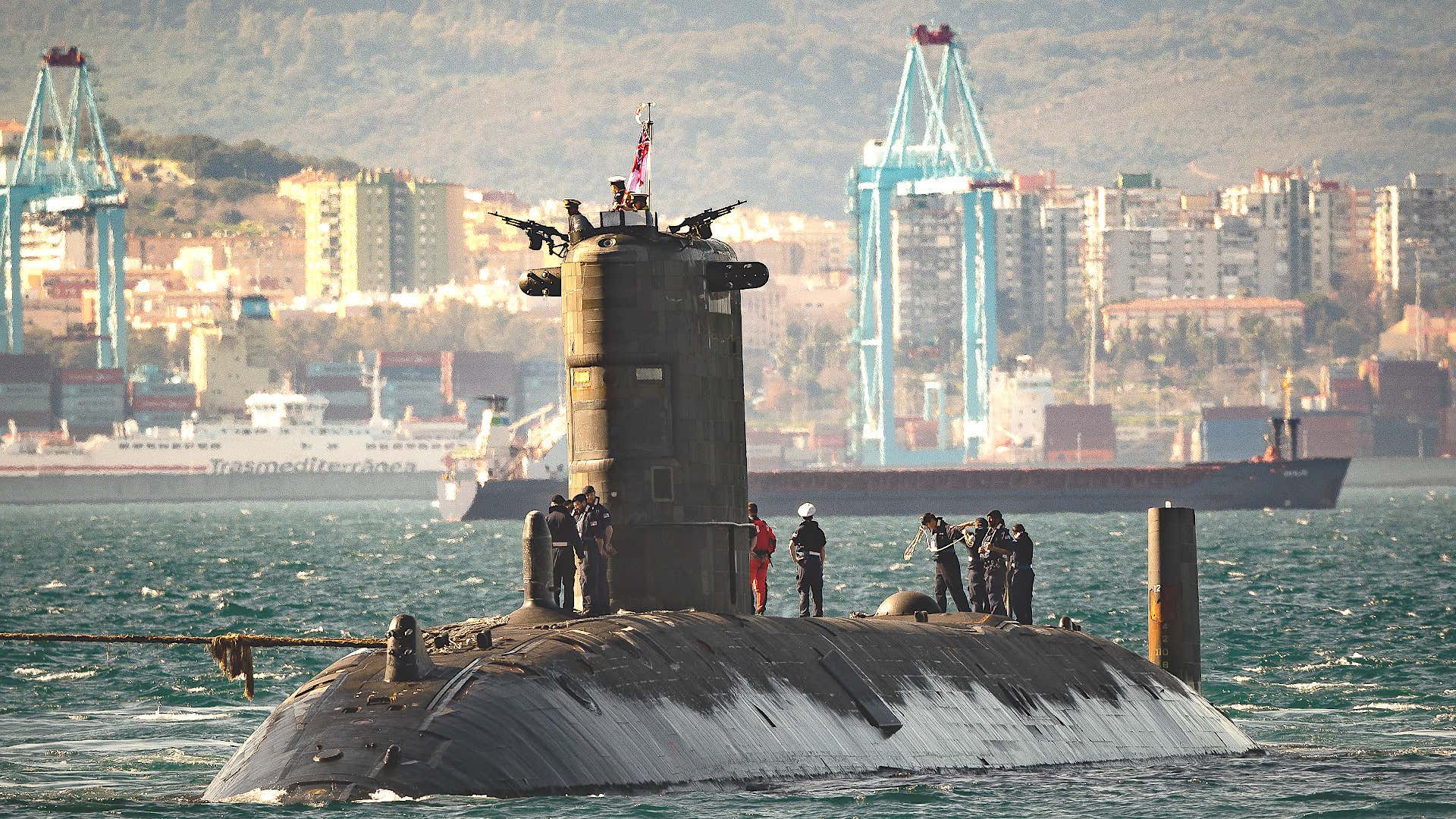 Royal Navy Submarine Appears In Gibraltar Equipped With Enhanced Wake