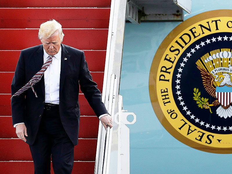 President Trump Takes First Flights On Marine One and Air Force One