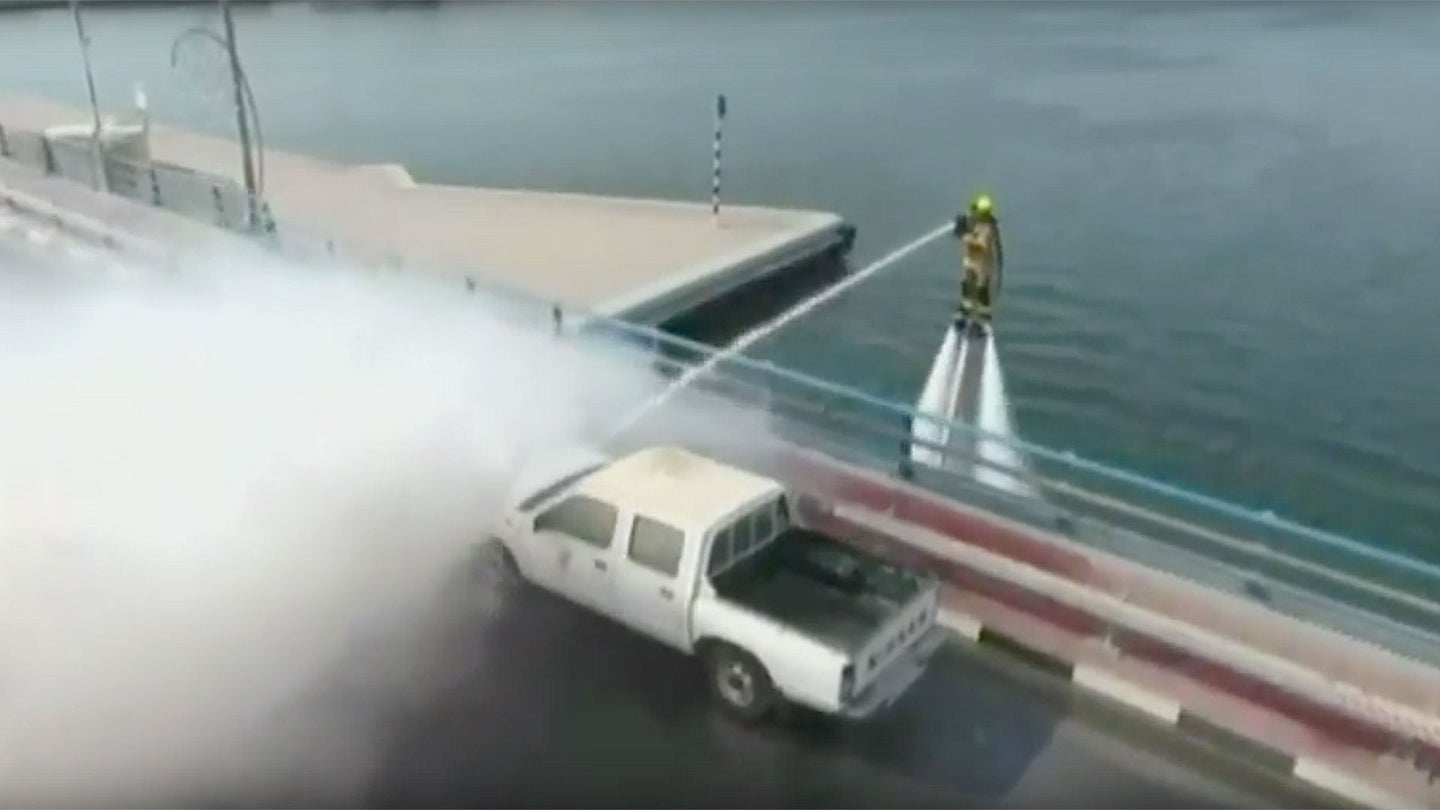 Watch Dubai’s Water Jetpack-Wearing Firefighters in Action