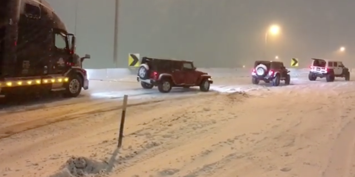 How Many Jeeps Does it Take to Rescue An 18-Wheeler?