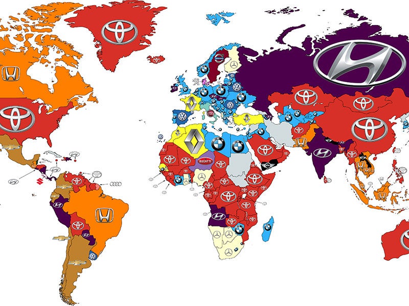 This Map Shows Every Country’s Most-Googled Car Brand in 2016