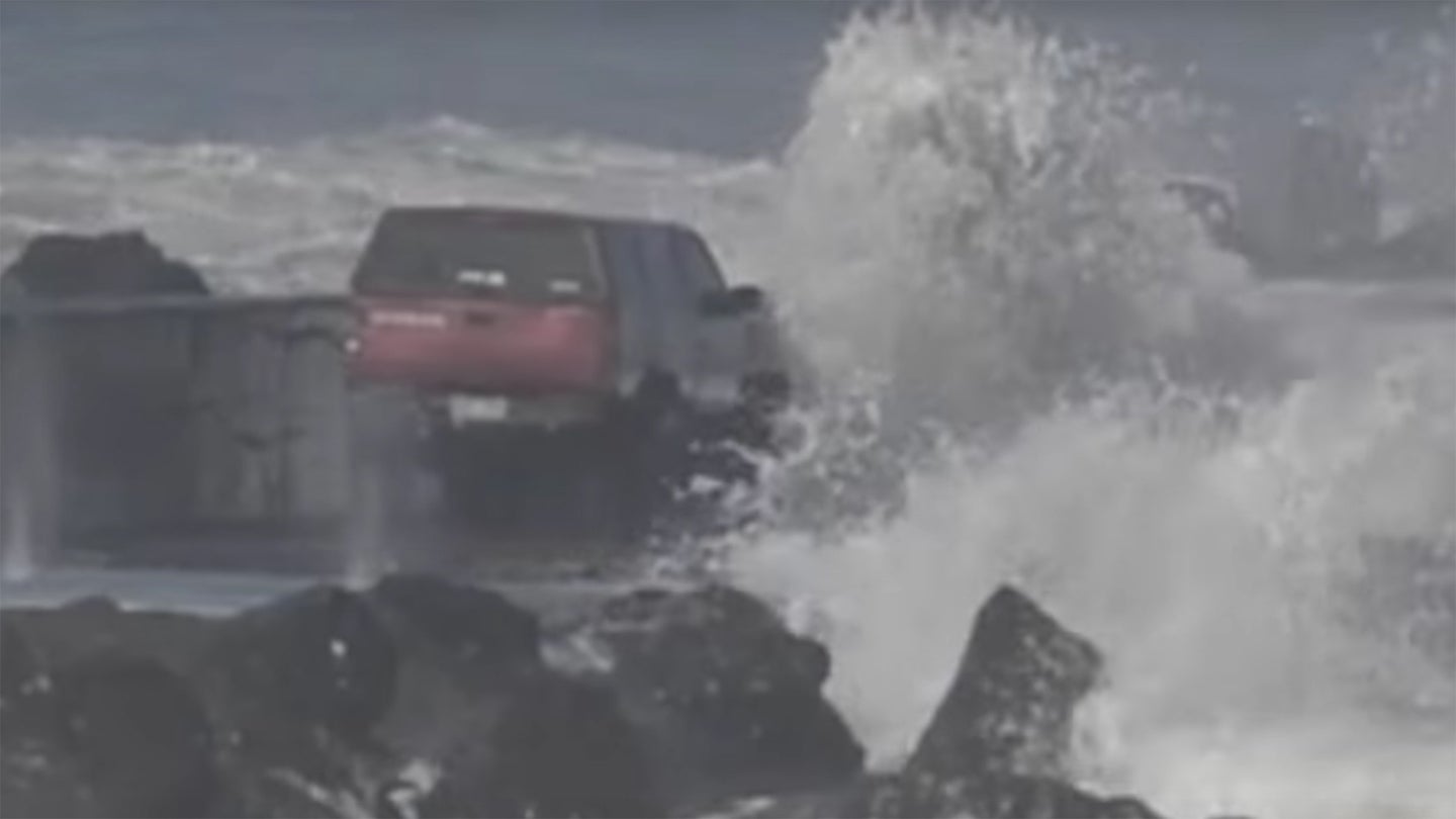 Nissan Frontier Gets Destroyed By California Waves
