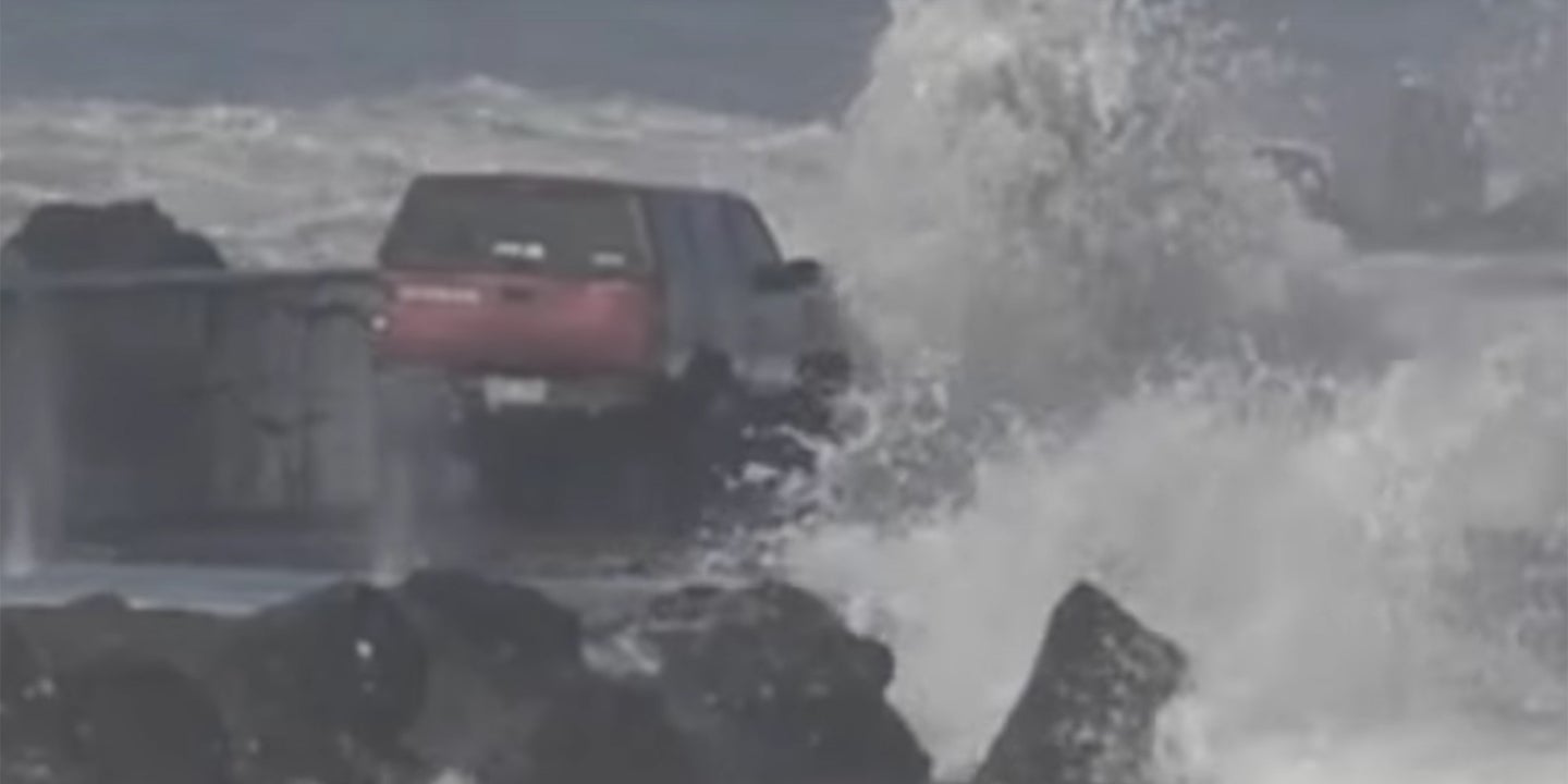 Nissan Frontier Gets Destroyed By California Waves