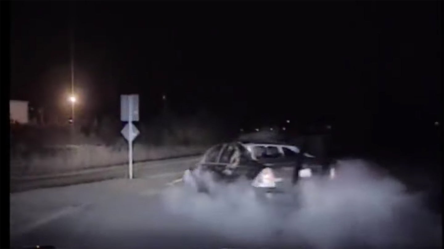 Watch a Ford Fusion Flip and Keep Driving As the Police Give Chase
