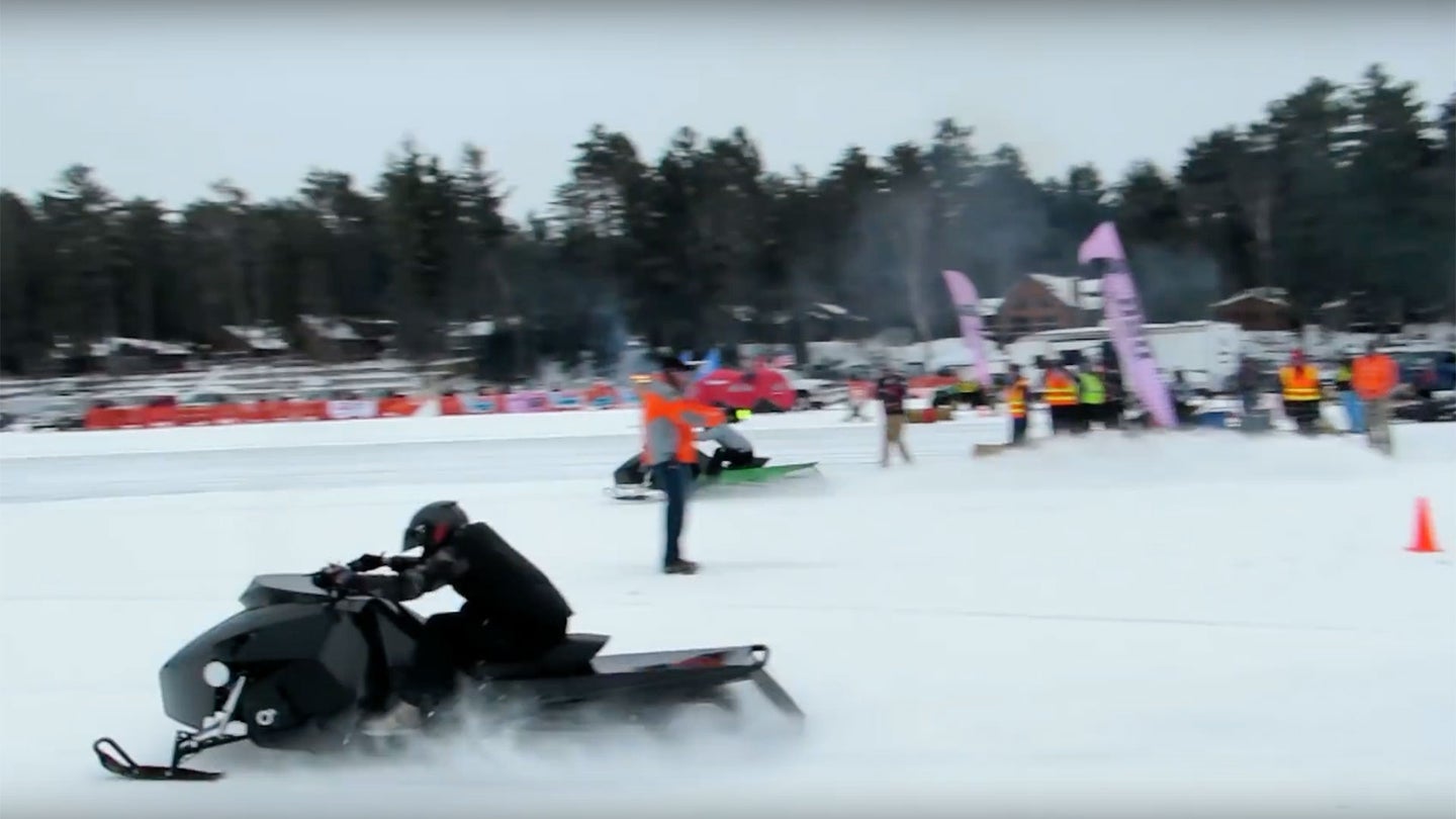 Watch These Custom Turbocharged Snowmobiles Blast Off Like Drag Racers