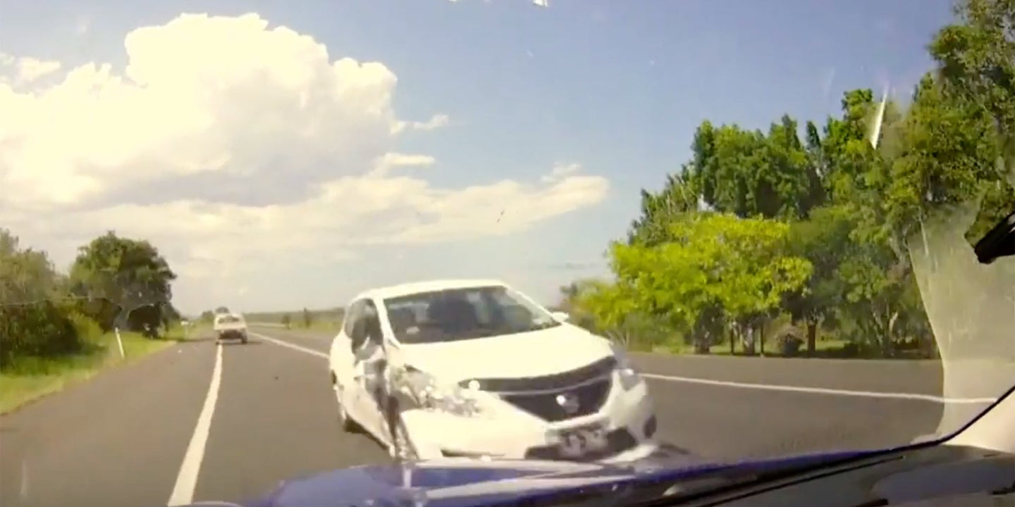 Dashcam Footage of a Subaru WRX’s Head-On Collision With a Nissan Is Terrifying