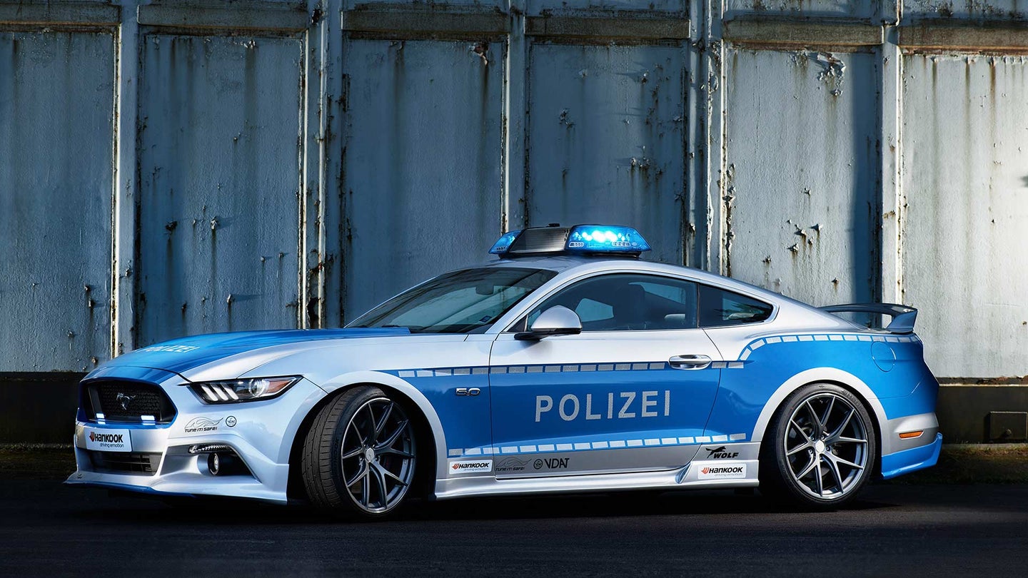 Ford Mustang Police Car Leads Parade at Cologne Carnival
