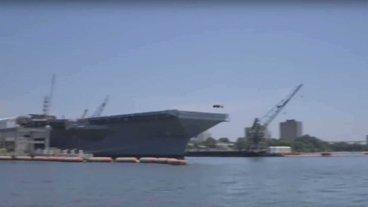 Watch the U.S. Navy Launch Trucks Off an Aircraft Carrier