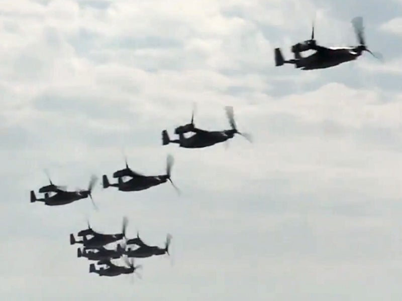 10 CV-22 Ospreys Flying Low in Formation Sounds Like a Pit of Hissing Snakes
