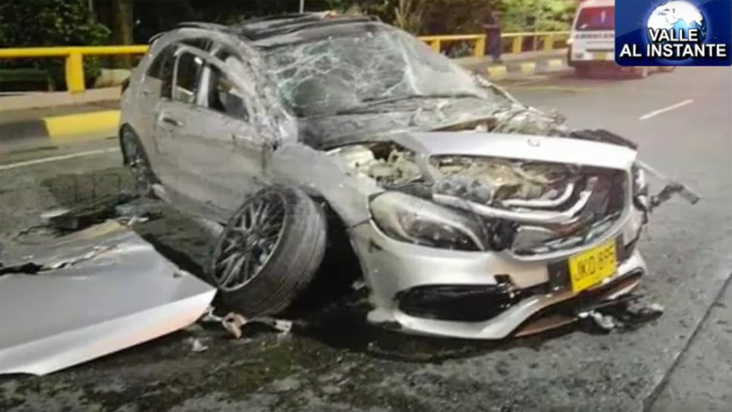 Mercedes-Benz A Class Crashes in Colombian Street Race