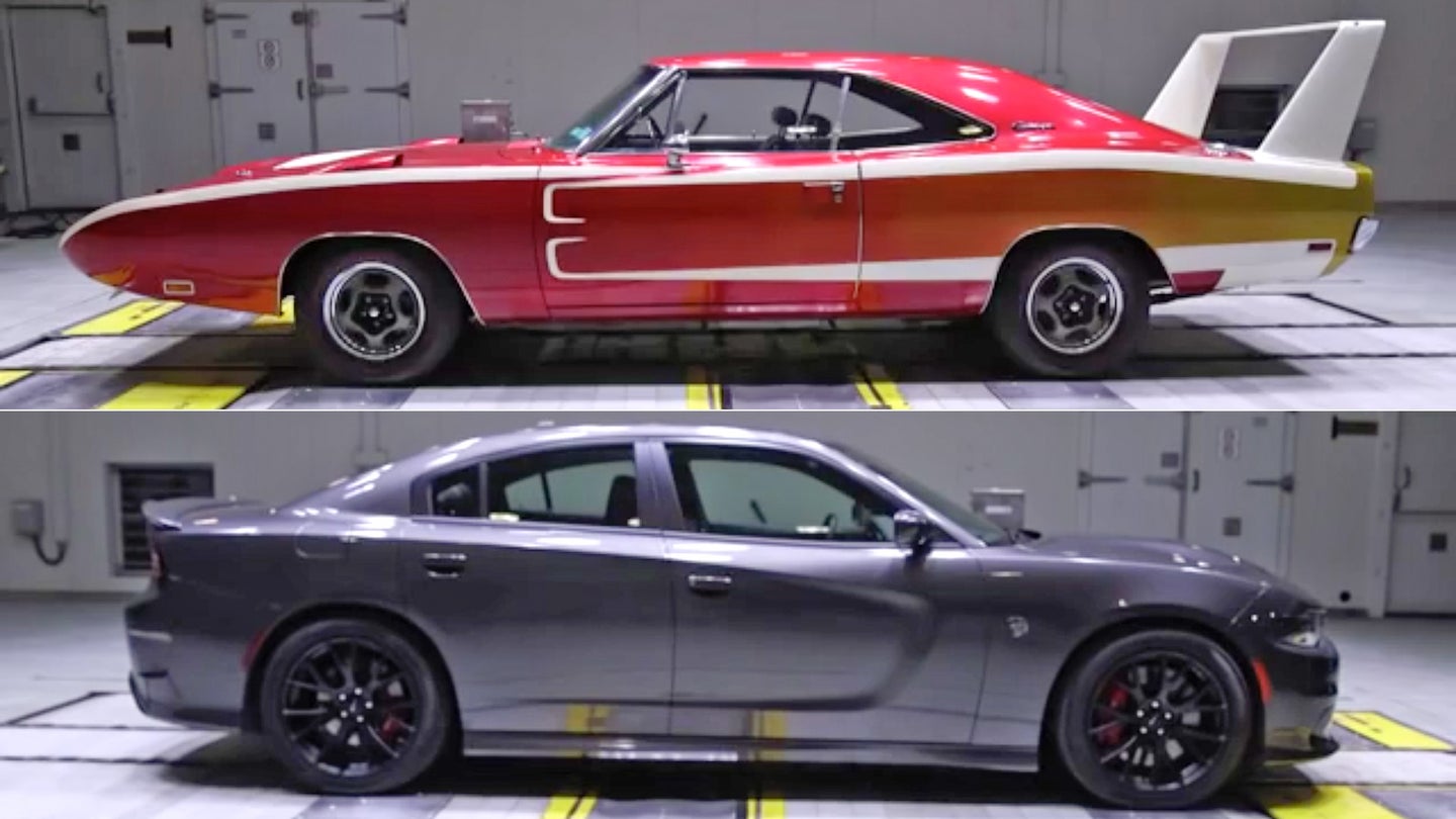 How Does a ’69 Dodge Charger Daytona Compare to a Charger Hellcat in the Wind Tunnel?