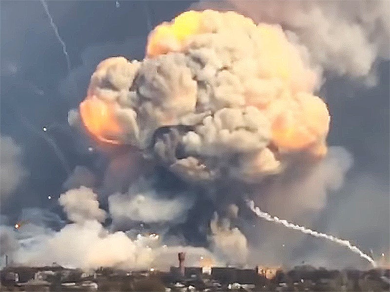 Watch Ukraine’s Largest Munitions Depot Transformed Into Massive Fireball