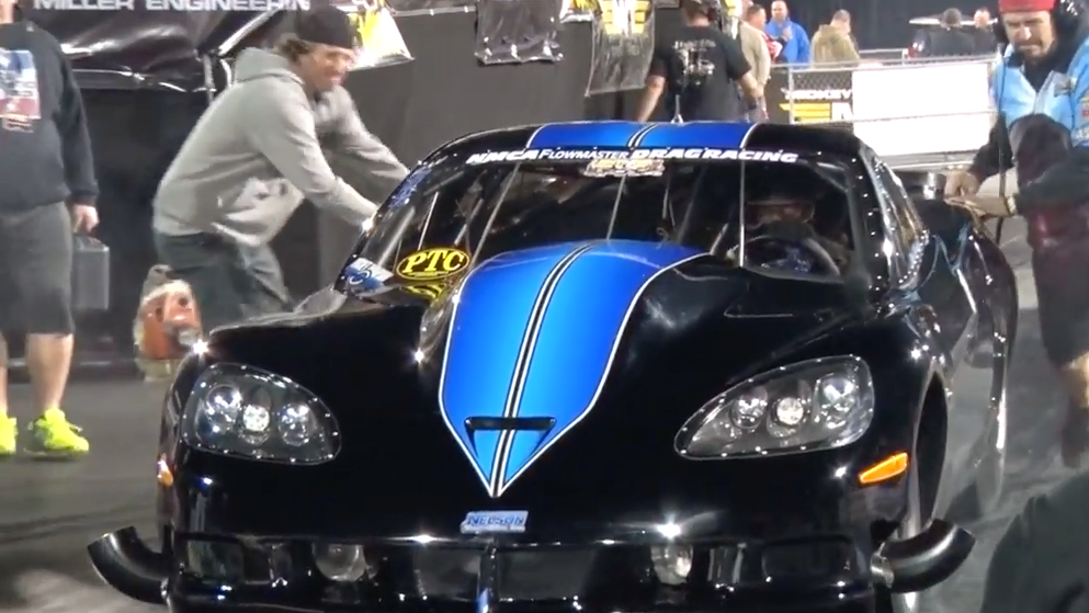 Watch a Corvette With a Half-Mopar Engine Set a Drag Racing Record