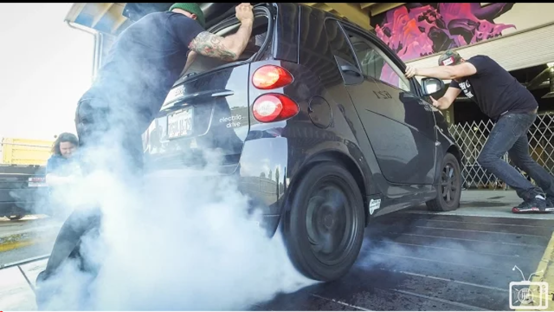Watch This Electric Smart Car Do Donuts and Burnouts