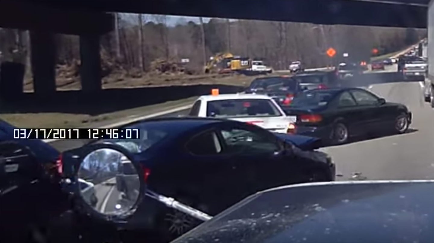 Watch Tailgating Drivers Cause a Giant Crash