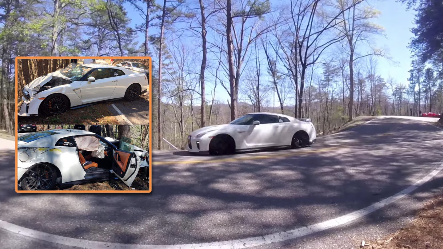 Watch a Brand New Nissan GT-R Crash on Tail of the Dragon