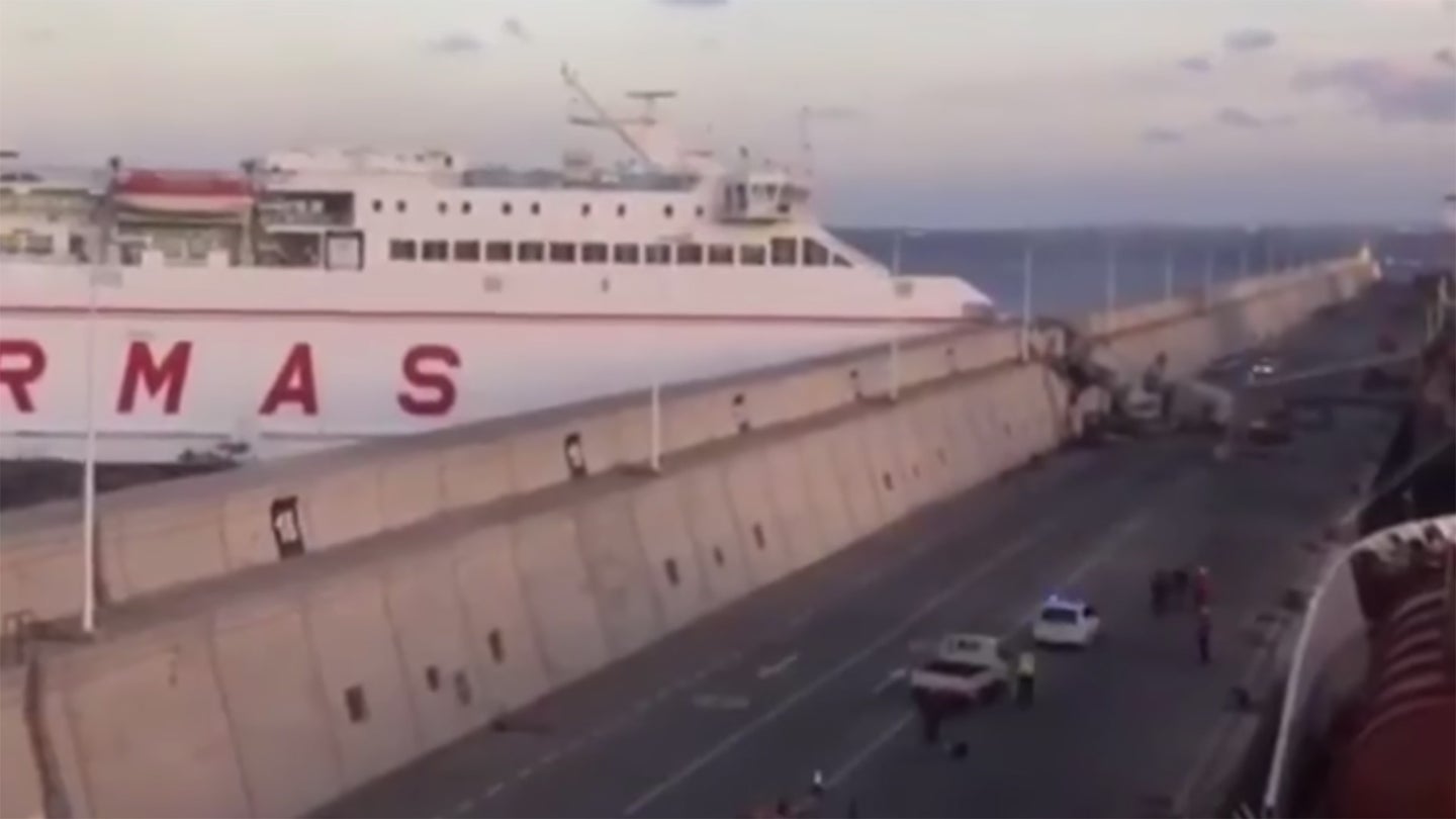 Ferry Violently Slams into Dock in The Canary Islands