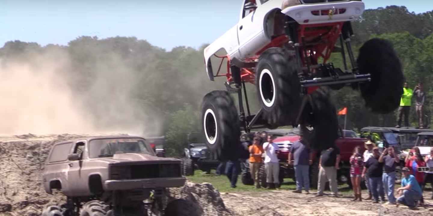Lifted Trucks Jump One Another in Ultimate ‘Muddin’ Entrance’