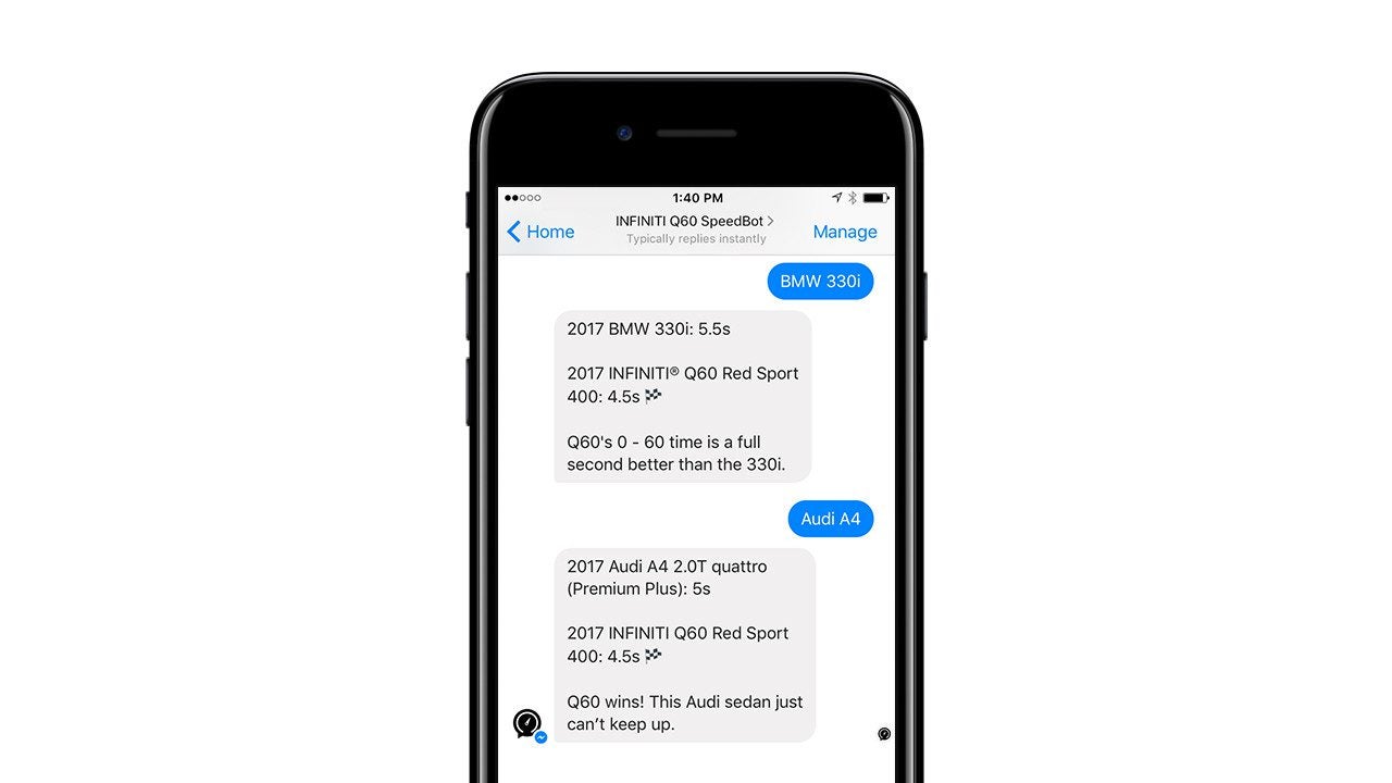 Infiniti&#8217;s Facebook Chatbot Can Tell You the 0-to-60 MPH Time of Almost Any Car