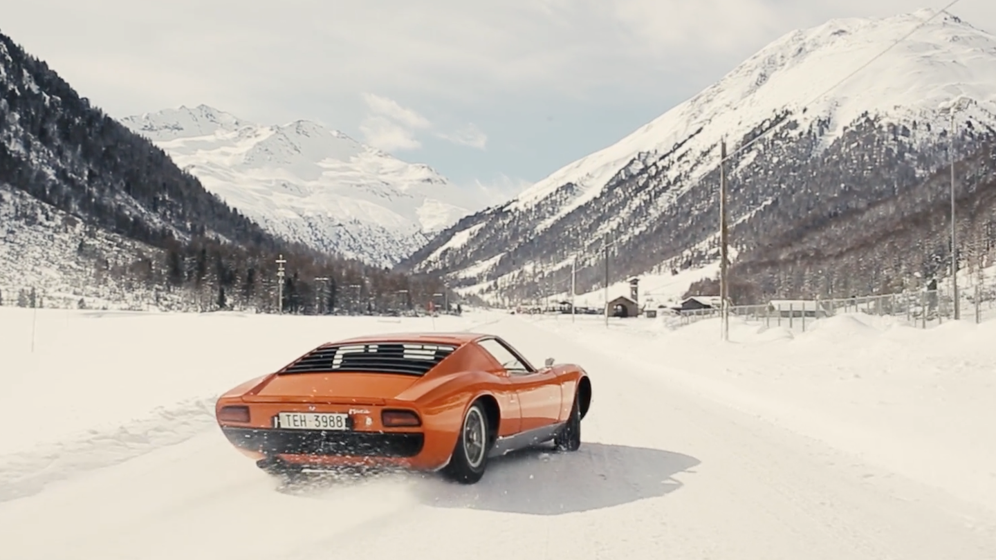 Watch a Lamborghini Miura Dash Through the Snow