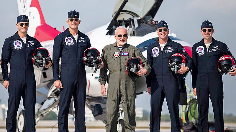 Buzz Aldrin Blasts Off With The USAF Thunderbirds For A Record Flight