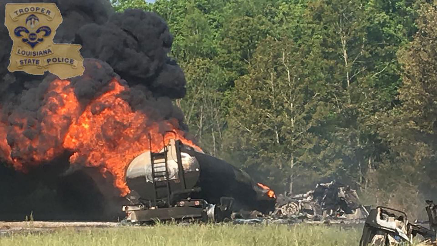 Watch a Fuel Tanker Burst Into a Massive Fireball on a Louisiana Highway