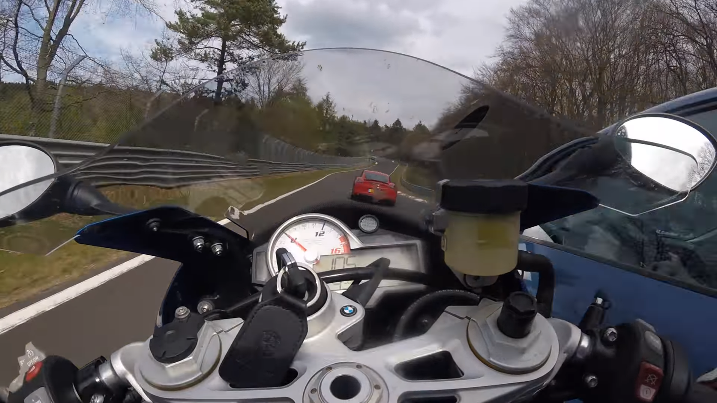 Motorcycle Going 105 MPH Gets Hit at Nurburgring, Doesn’t Wipe Out