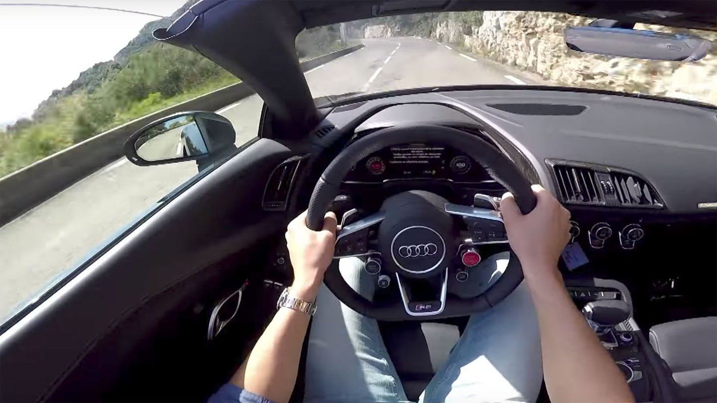 Watch This 2017 Audi R8 V10 Spyder Barrel up the Mountains in Monaco