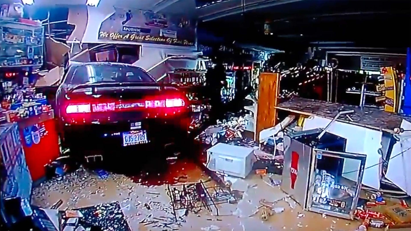 Half Naked Man Crashes Dodge Challenger Into Deli in Search of Beer