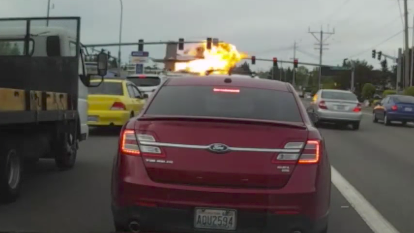 Dash Cam Captures Airplane Crash in Front of Traffic in Washington State